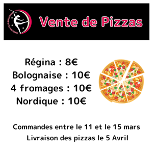 Affiche de vente des Pizzas du 05 avril 2024 au Twirling Club Macairois